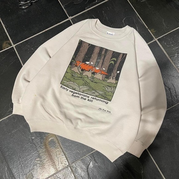 Hanes Other - TRUE VINTAGE 1987 The Far Side Comics Cream Hanes Sweater - Small